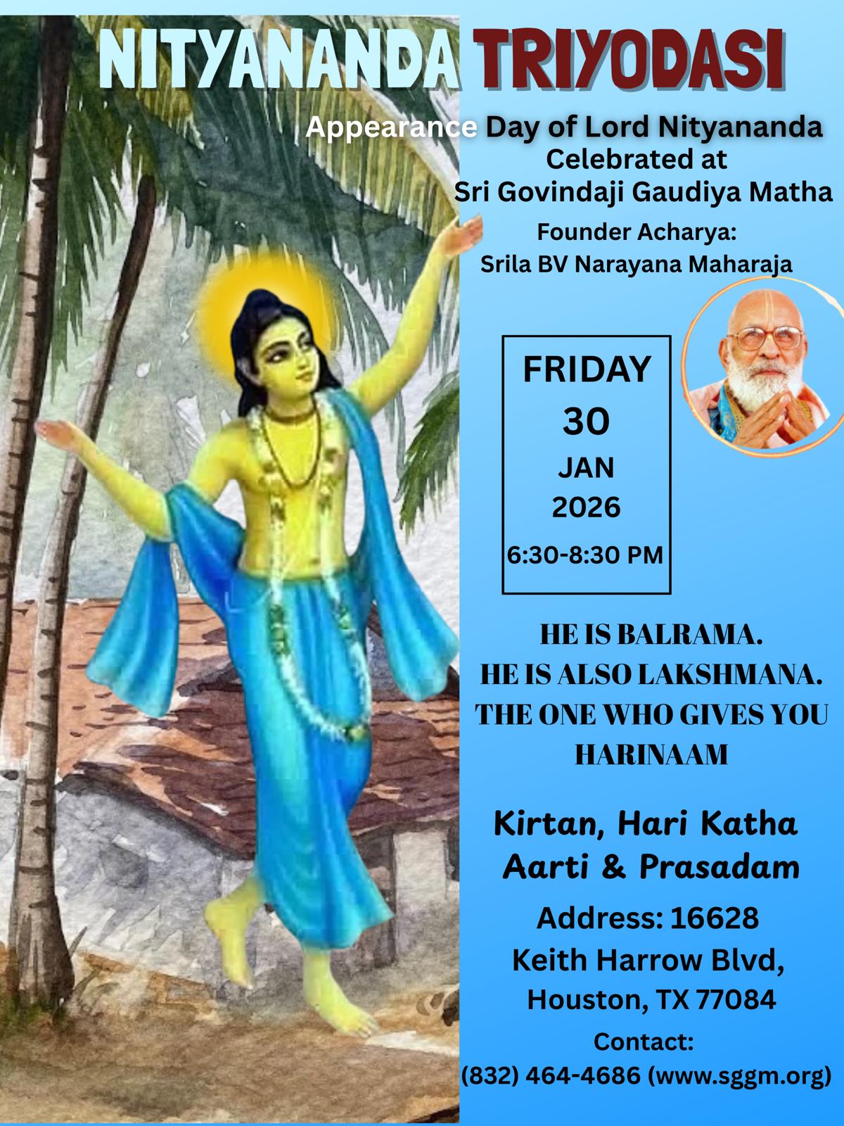 Sri Nityananda Prabhu’s Appearance Day